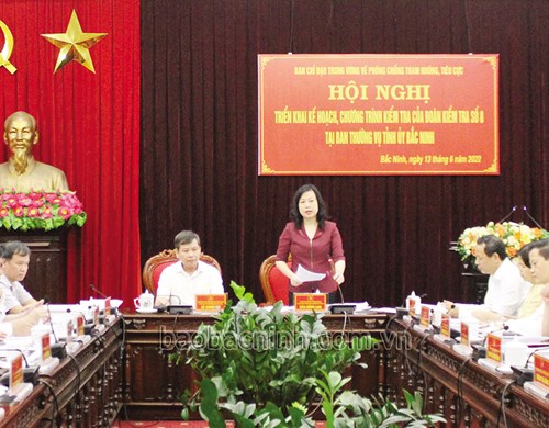 Đoàn kiểm tra số 8 của Ban Chỉ đạo Trung ương về phòng, chống tham nhũng, tiêu cực  làm việc tại Bắc Ninh